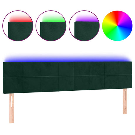 Vidaxl hoofdbord led 180x5x78 88 cm fluweel donkergroen