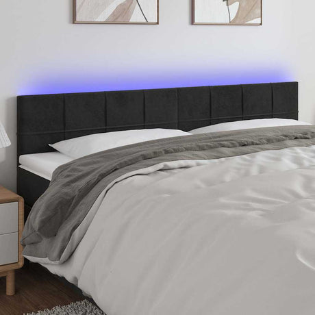 Vidaxl hoofdbord led 200x5x78 88 cm fluweel zwart