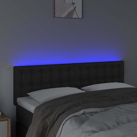 Vidaxl hoofdbord led 144x5x78 88 cm kunstleer zwart
