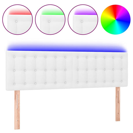 Vidaxl hoofdbord led 144x5x78 88 cm kunstleer wit