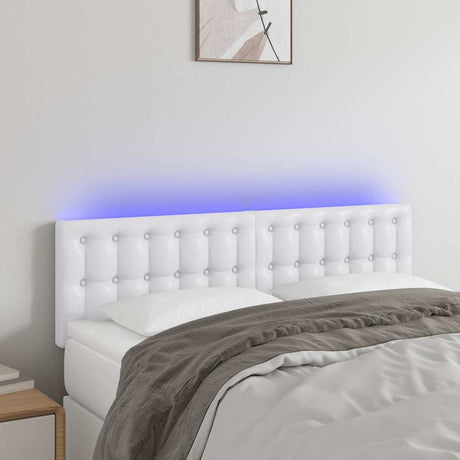 Vidaxl hoofdbord led 144x5x78 88 cm kunstleer wit