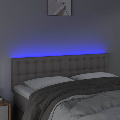 Vidaxl hoofdbord led 144x5x78 88 cm kunstleer grijs