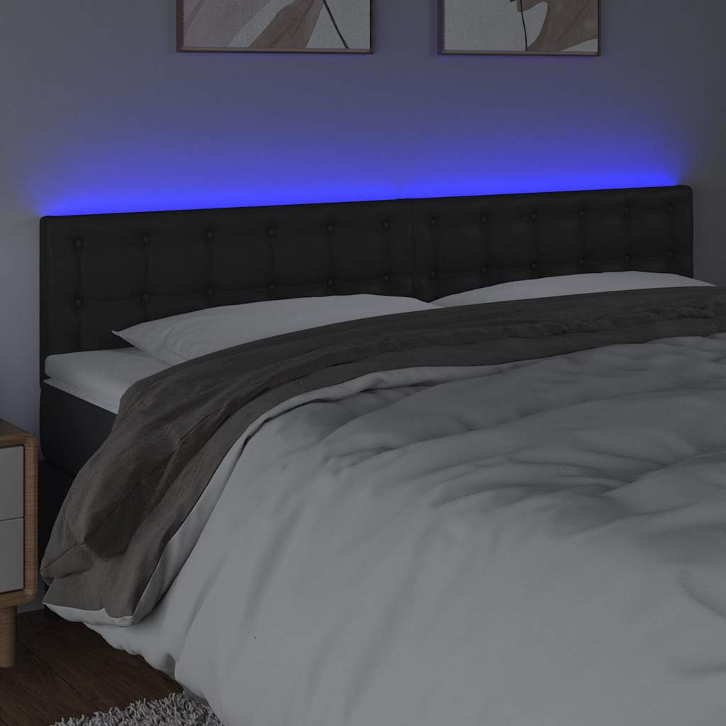 Vidaxl hoofdbord led 160x5x78 88 cm kunstleer zwart