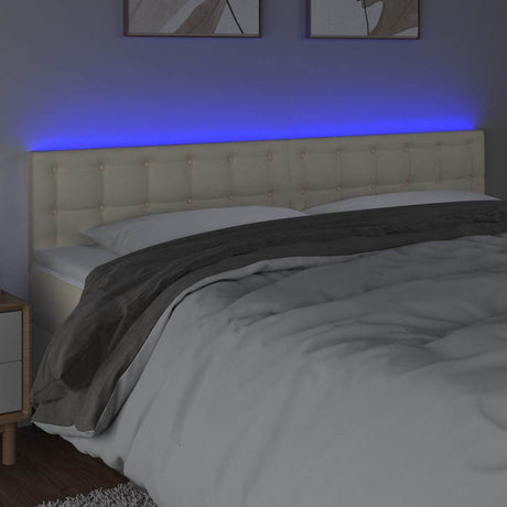 Vidaxl hoofdbord led 160x5x78 88 cm kunstleer crèmekleurig