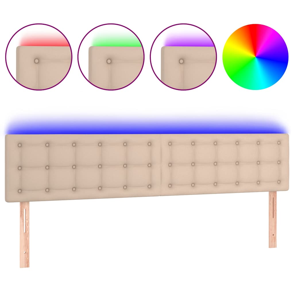 Vidaxl hoofdbord led 160x5x78 88 cm kunstleer cappuccinokleurig