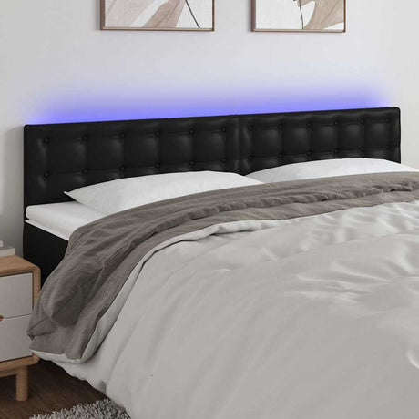 Vidaxl hoofdbord led 180x5x78 88 cm kunstleer zwart