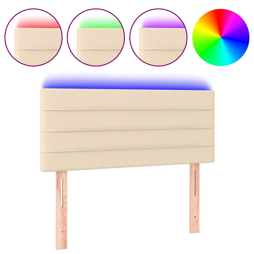 Vidaxl hoofdbord led 100x5x78 88 cm stof crèmekleurig