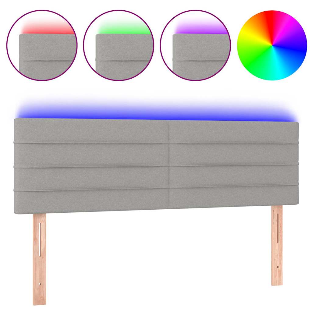 Vidaxl hoofdbord led 144x5x78 88 cm stof lichtgrijs