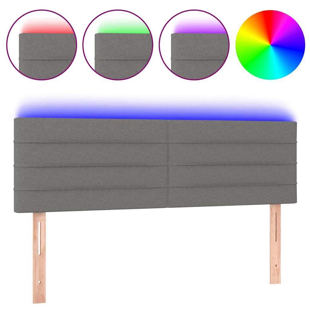 Vidaxl hoofdbord led 144x5x78 88 cm stof donkergrijs