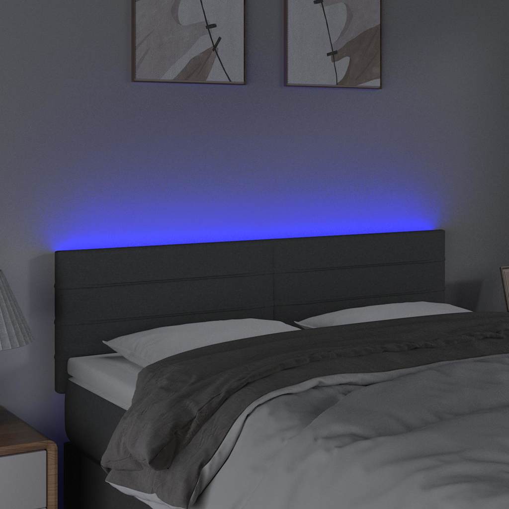 Vidaxl hoofdbord led 144x5x78 88 cm stof donkergrijs