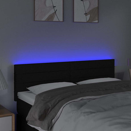 Vidaxl hoofdbord led 144x5x78 88 cm stof zwart