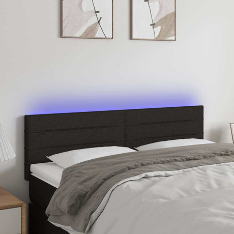 Vidaxl hoofdbord led 144x5x78 88 cm stof zwart