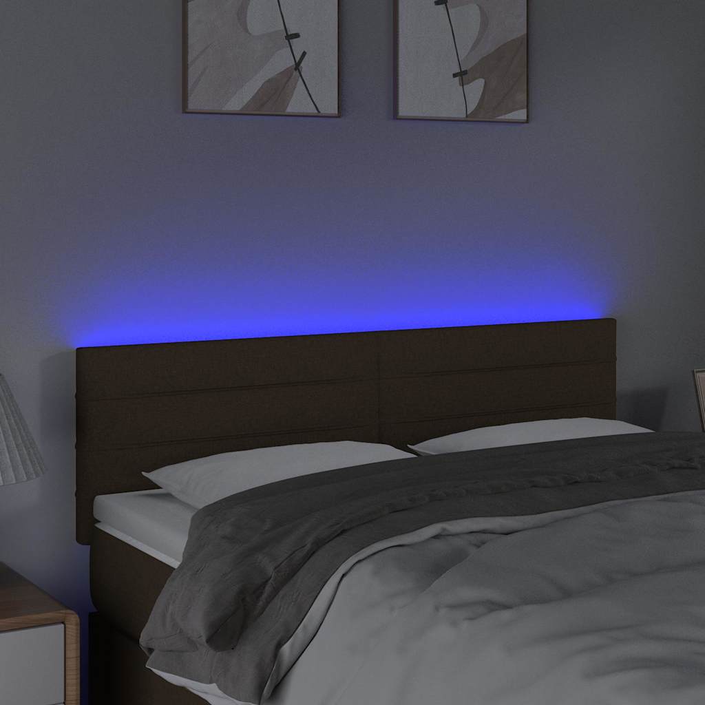 Vidaxl hoofdbord led 144x5x78 88 cm stof donkerbruin