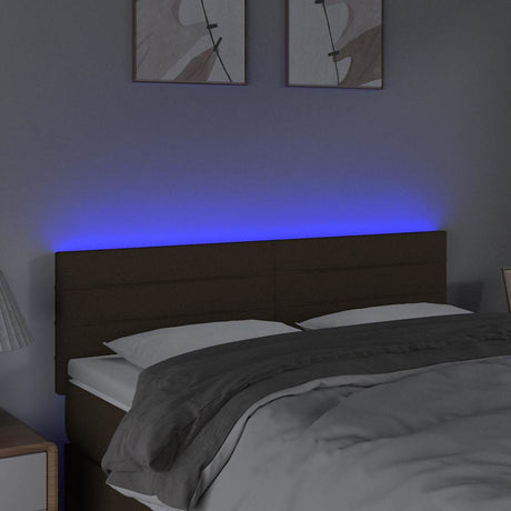 Vidaxl hoofdbord led 144x5x78 88 cm stof donkerbruin