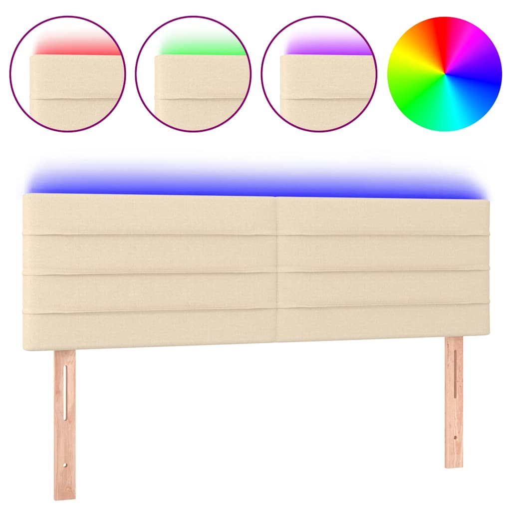 Vidaxl hoofdbord led 144x5x78 88 cm stof crèmekleurig