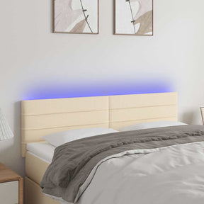 Vidaxl hoofdbord led 144x5x78 88 cm stof crèmekleurig