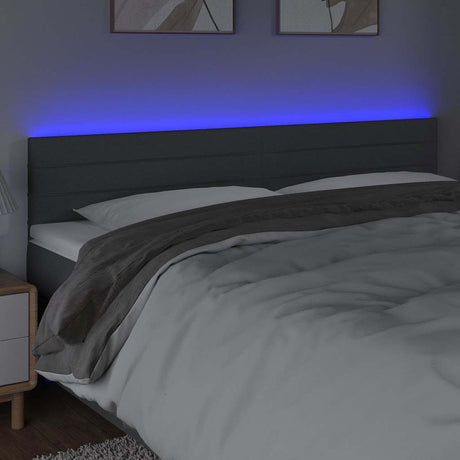 Vidaxl hoofdbord led 160x5x78 88 cm stof donkergrijs