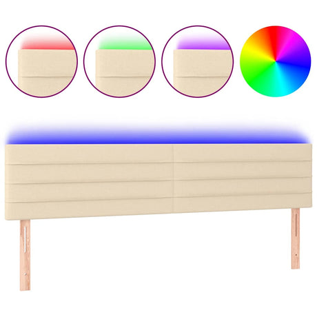 Vidaxl hoofdbord led 160x5x78 88 cm stof crèmekleurig