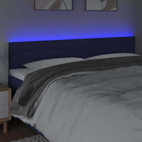 Vidaxl hoofdbord led 160x5x78 88 cm stof blauw