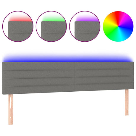 Vidaxl hoofdbord led 180x5x78 88 cm stof donkergrijs