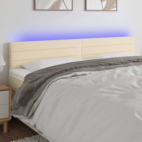 Vidaxl hoofdbord led 200x5x78 88 cm stof crèmekleurig