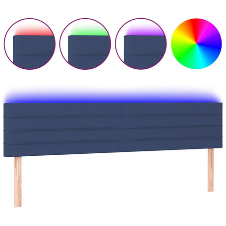 Vidaxl hoofdbord led 200x5x78 88 cm stof blauw