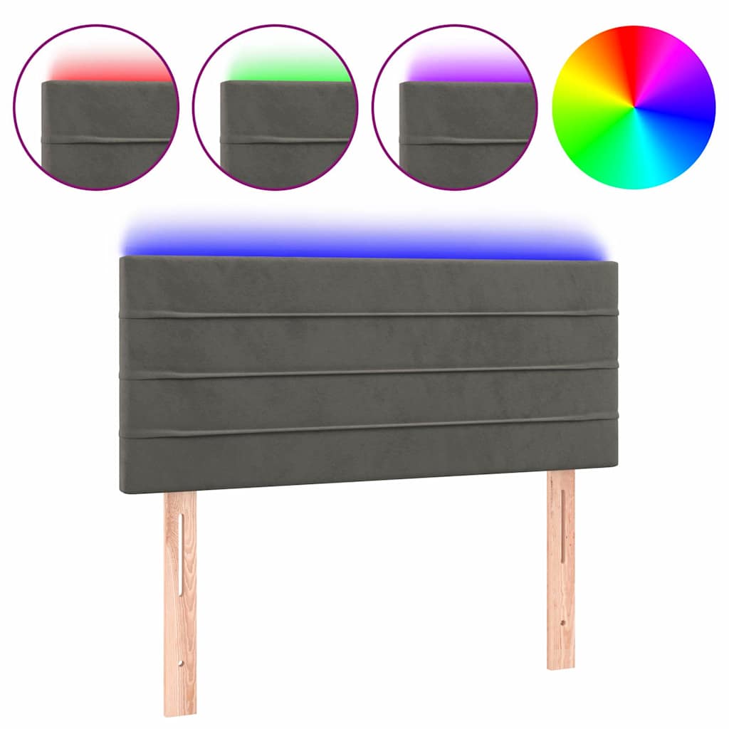Vidaxl hoofdbord led 90x5x78 88 cm fluweel donkergrijs