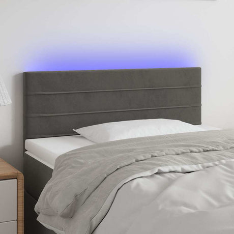 Vidaxl hoofdbord led 90x5x78 88 cm fluweel donkergrijs