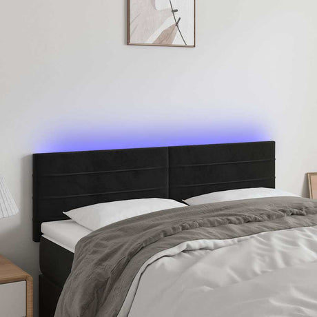 Vidaxl hoofdbord led 144x5x78 88 cm fluweel zwart
