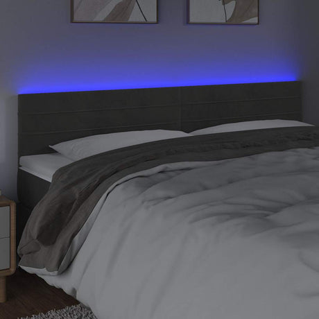 Vidaxl hoofdbord led 200x5x78 88 cm fluweel donkergrijs