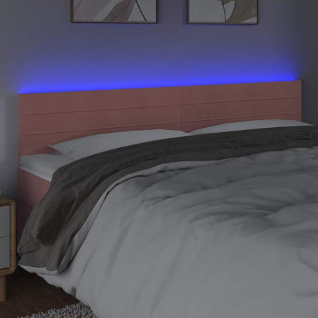 Vidaxl hoofdbord led 200x5x78 88 cm fluweel roze