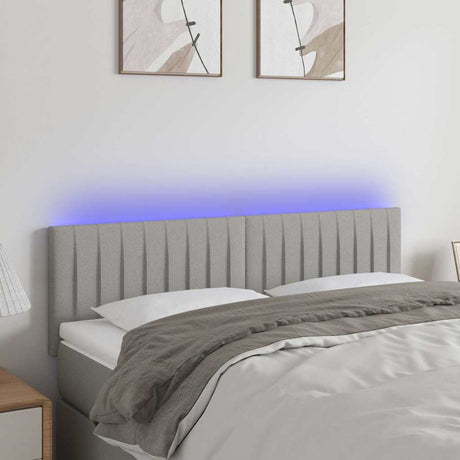 Vidaxl hoofdbord led 144x5x78 88 cm stof lichtgrijs