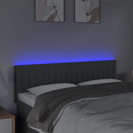 Vidaxl hoofdbord led 144x5x78 88 cm stof donkergrijs