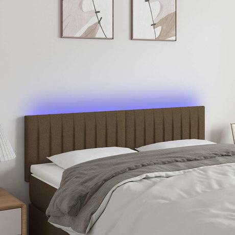 Vidaxl hoofdbord led 144x5x78 88 cm stof donkerbruin