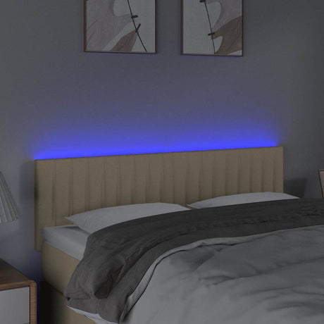 Vidaxl hoofdbord led 144x5x78 88 cm stof crèmekleurig