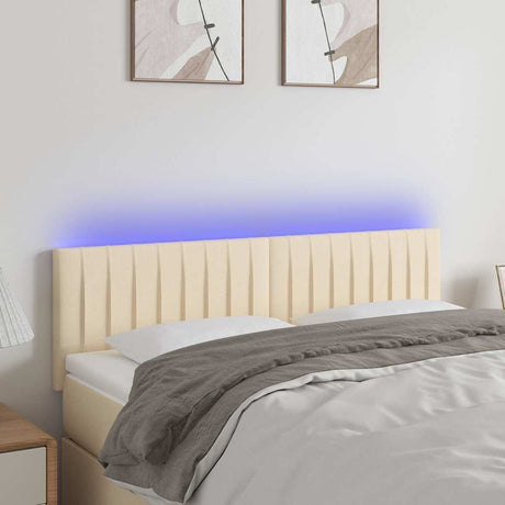 Vidaxl hoofdbord led 144x5x78 88 cm stof crèmekleurig