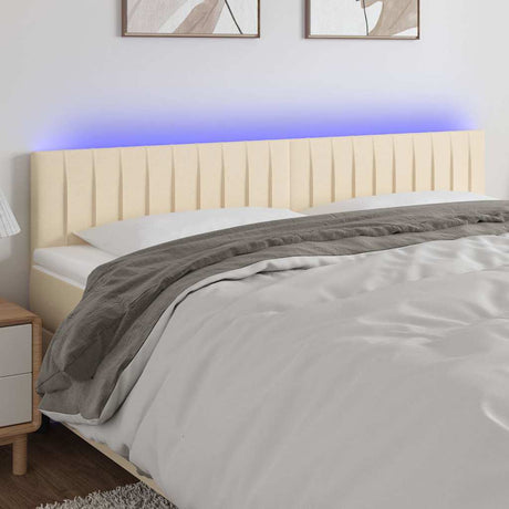 Vidaxl hoofdbord led 160x5x78 88 cm stof crèmekleurig