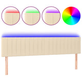 Vidaxl hoofdbord led 200x5x78 88 cm stof crèmekleurig