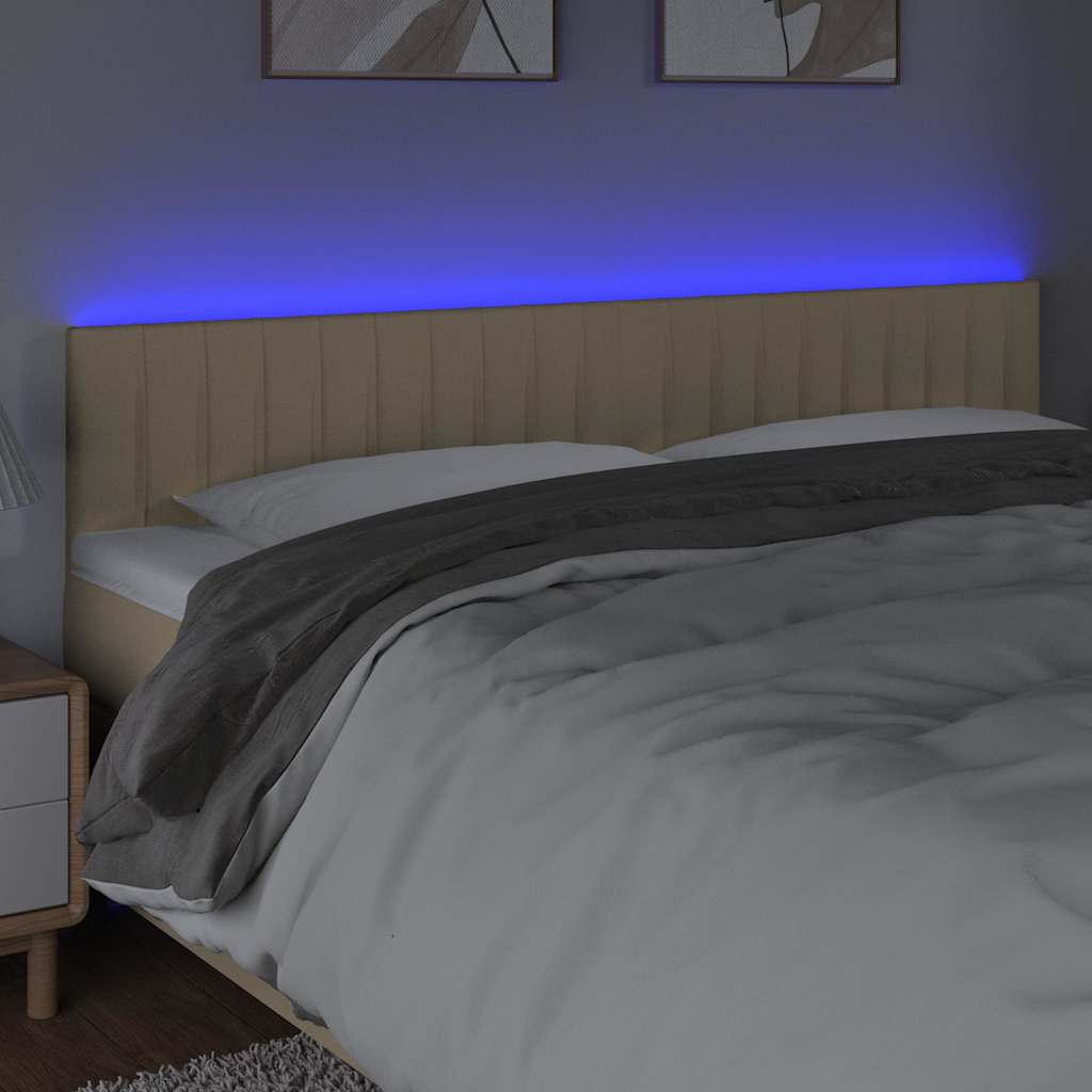 Vidaxl hoofdbord led 200x5x78 88 cm stof crèmekleurig