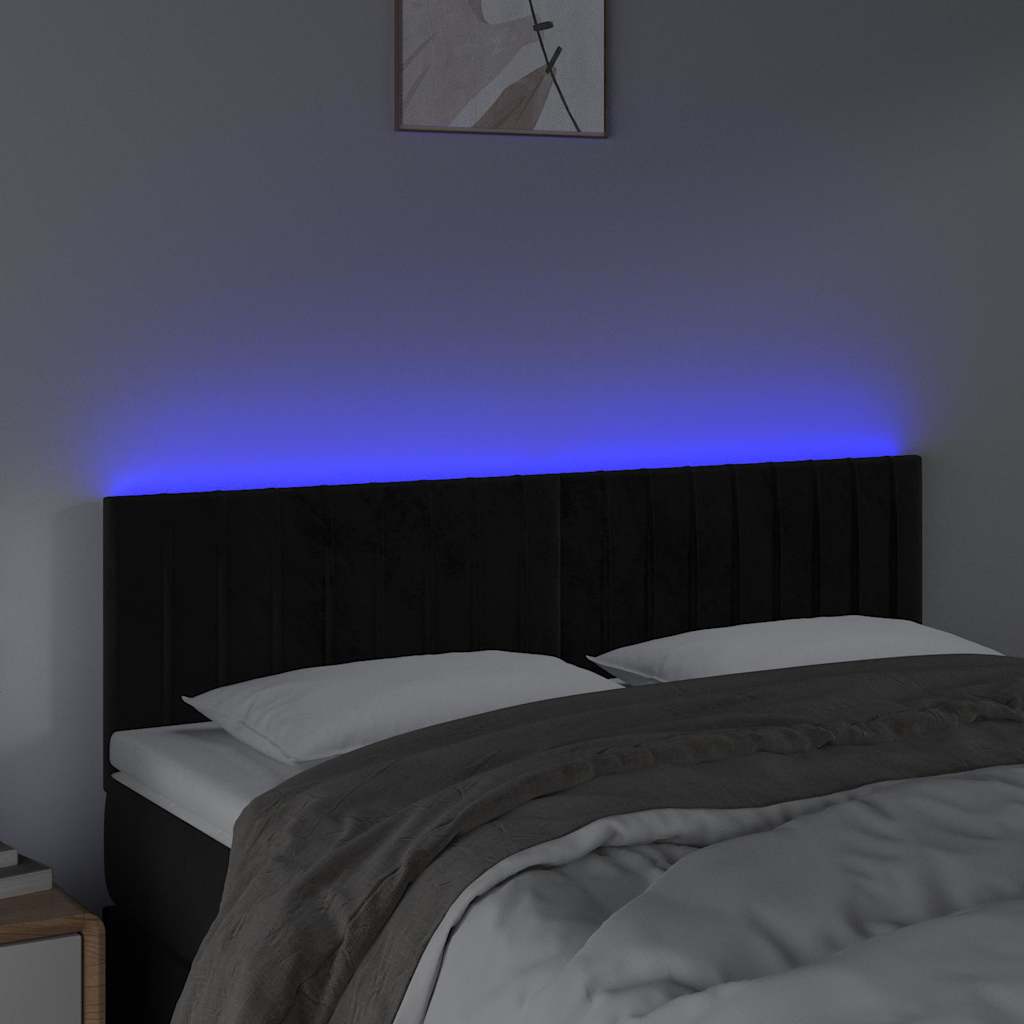 Vidaxl hoofdbord led 144x5x78 88 cm fluweel zwart