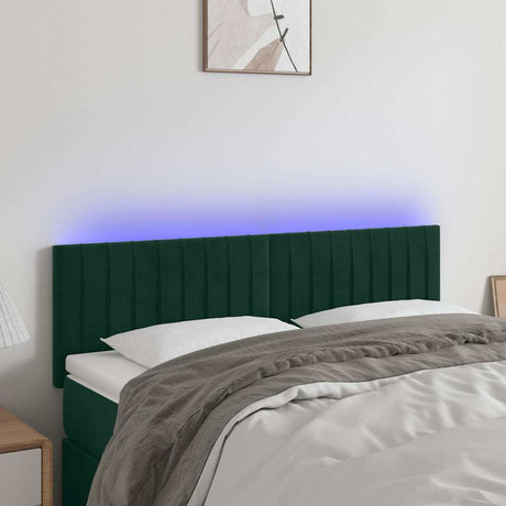 Vidaxl hoofdbord led 144x5x78 88 cm fluweel donkergroen