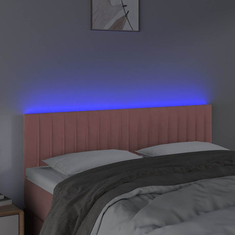 Vidaxl hoofdbord led 144x5x78 88 cm fluweel roze