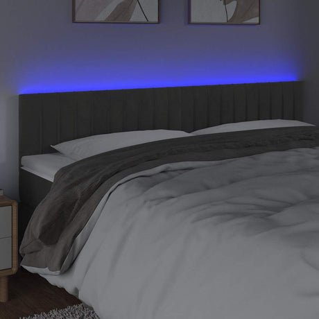 Vidaxl hoofdbord led 160x5x78 88 cm fluweel donkergrijs