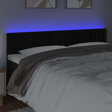 Vidaxl hoofdbord led 160x5x78 88 cm fluweel zwart