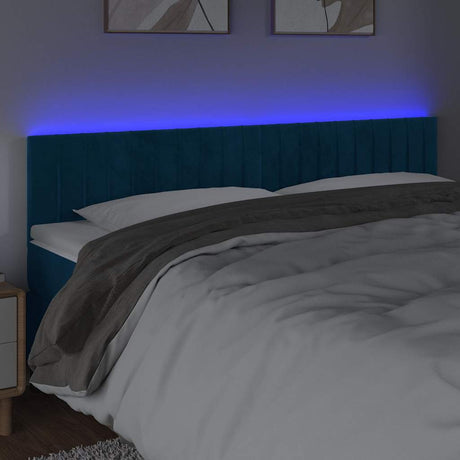 Vidaxl hoofdbord led 160x5x78 88 cm fluweel donkerblauw