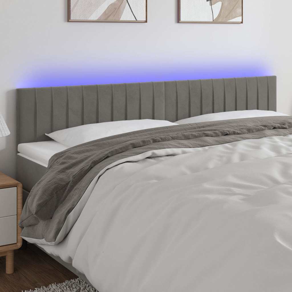 Vidaxl hoofdbord led 200x5x78 88 cm fluweel lichtgrijs