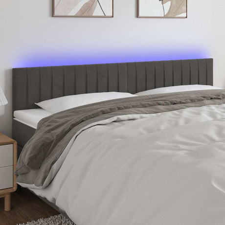 Vidaxl hoofdbord led 200x5x78 88 cm fluweel donkergrijs