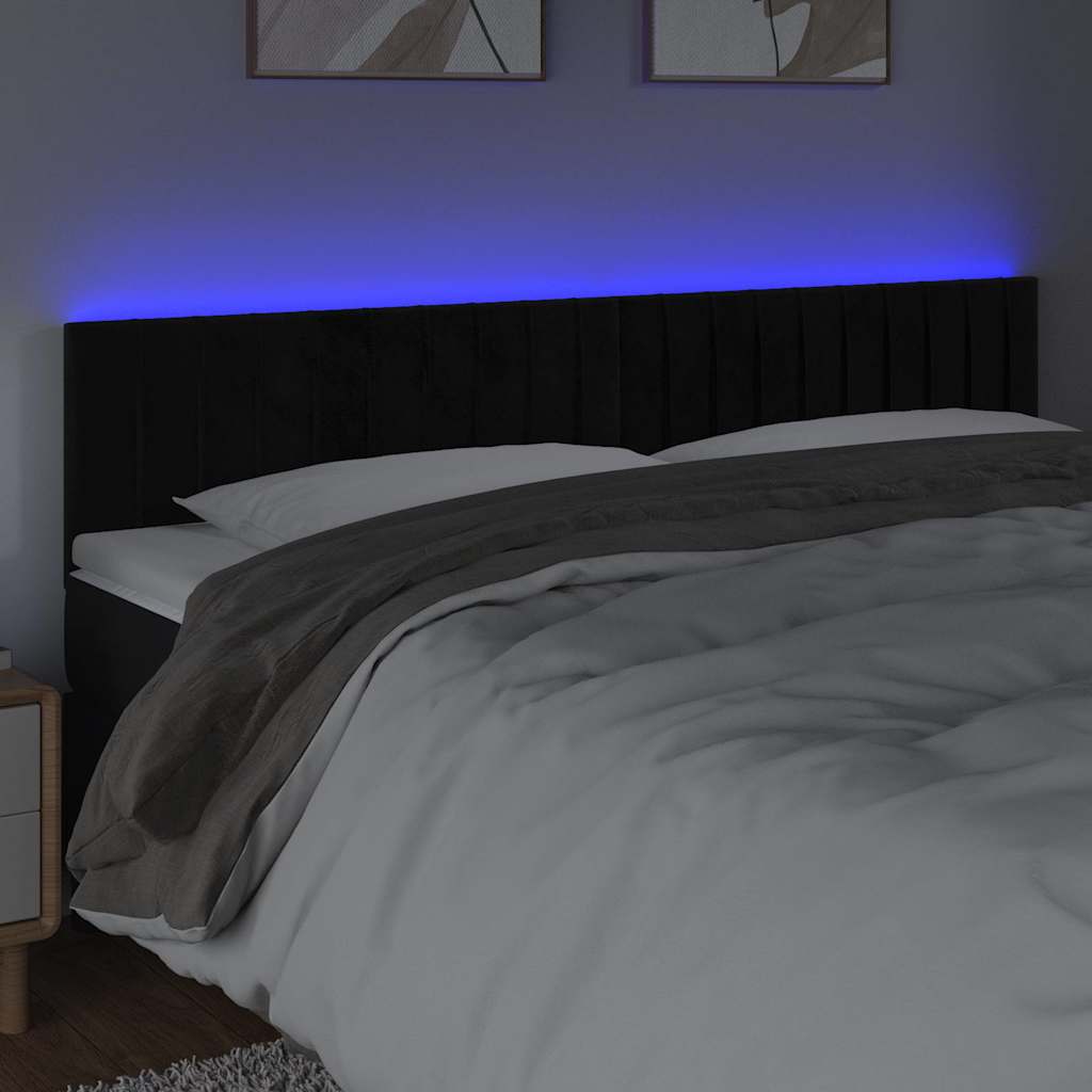 Vidaxl hoofdbord led 200x5x78 88 cm fluweel zwart