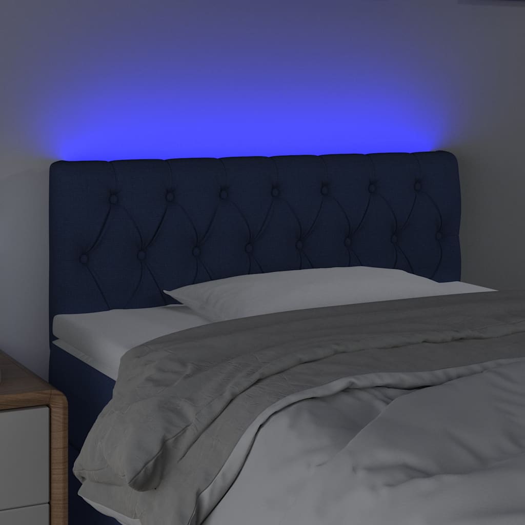 Vidaxl hoofdbord led 90x7x78 88 cm stof blauw