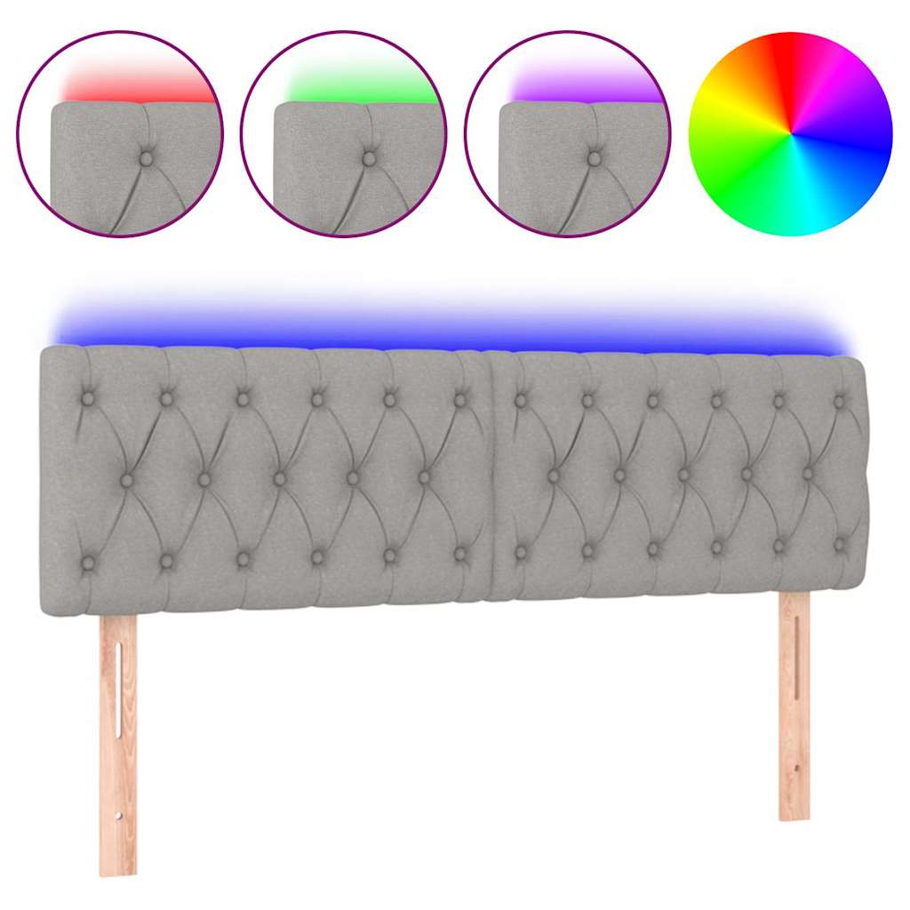 Vidaxl hoofdbord led 144x7x78 88 cm stof lichtgrijs